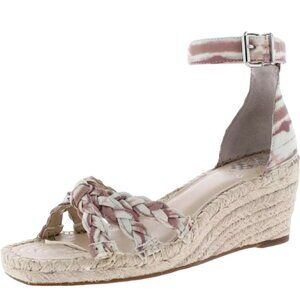 VINCE CAMUTO Jadeya Expadrille Sandals, Pink White Striped Open Toe High Heel, 5